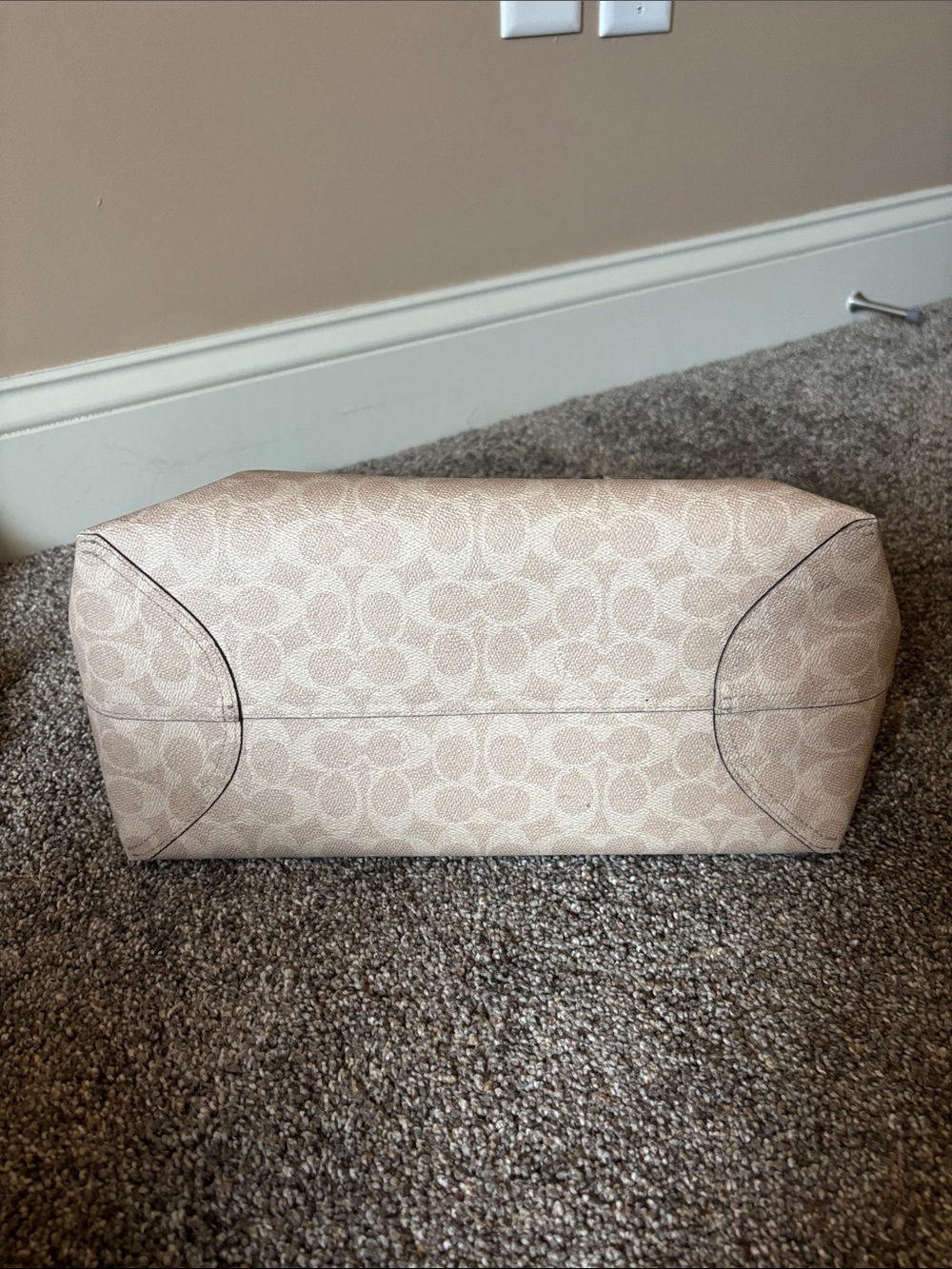 Coach Beige and White Signature Canvas Tote - Picture 2 of 7